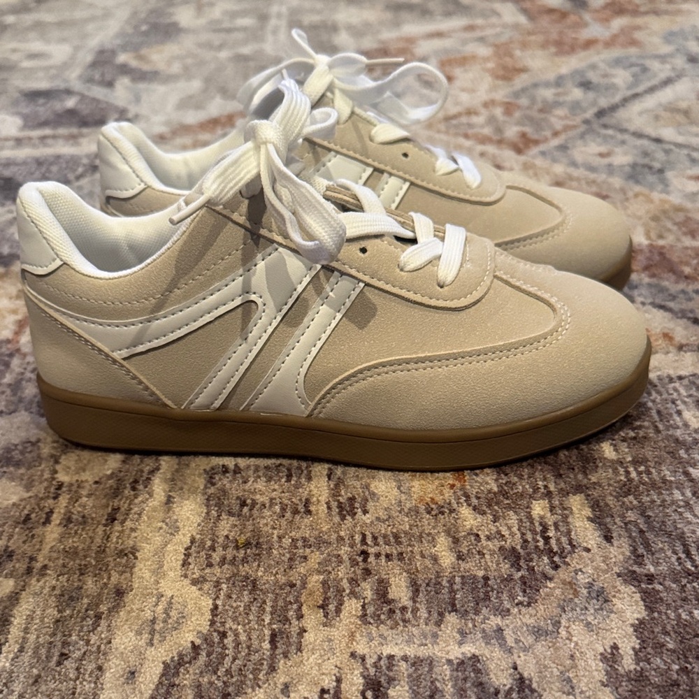 Beige and White Casual Sneakers